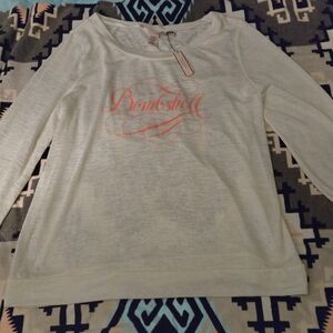 Victoria's Secret Cream Long Sleeve Top with Pink Accents